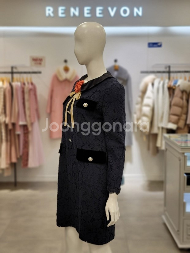 레니본 진주 샤넬 레이스 원피스 브로치탈부착--2