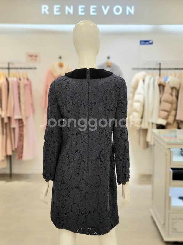 레니본 진주 샤넬 레이스 원피스 브로치탈부착--3