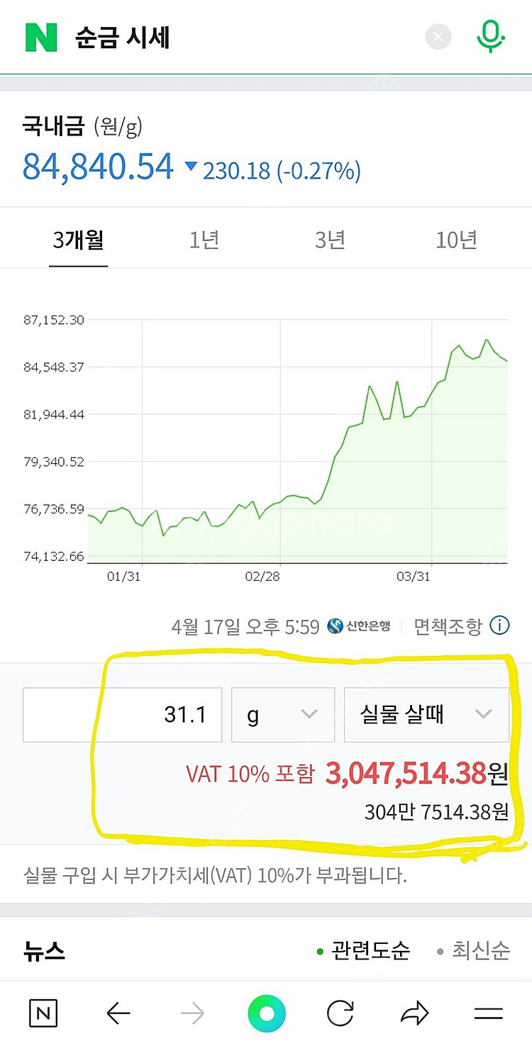 순금 기념주화(조용필50주년) 31.1g--0