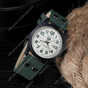 NEW SOKI 녹색 남성 가죽 시계 블랙 페이스 데일리 손목 고급 인기 선물