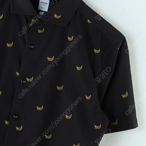 (L) 바쏘옴므 반팔셔츠 남방 블랙 면 패턴 하와이안