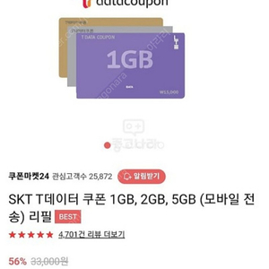 [판매] SKT Data 1/ 2GB 선 물하기 2,000원