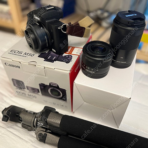 캐논m50바디 15-45,22,55-200 렌즈 + 슬릭 삼각대