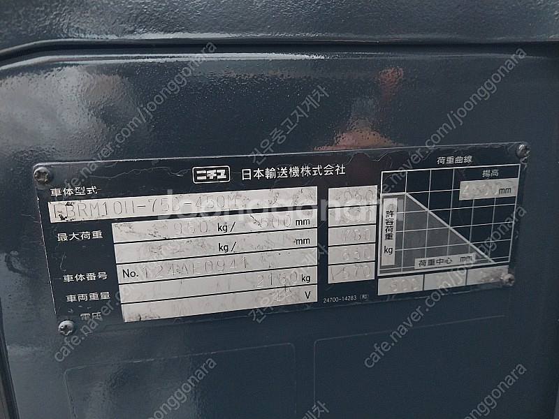 [중고지게차]니찌유 입식 전동지게차 1.0톤 3단450...--4