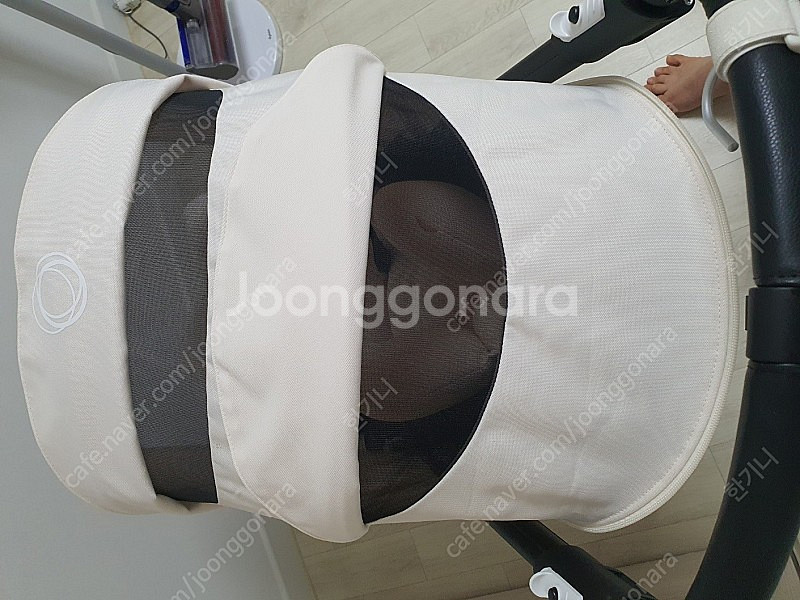 부가부 비6 블랙섀시 화이트 캐노피 절충형 유모차 악세--4