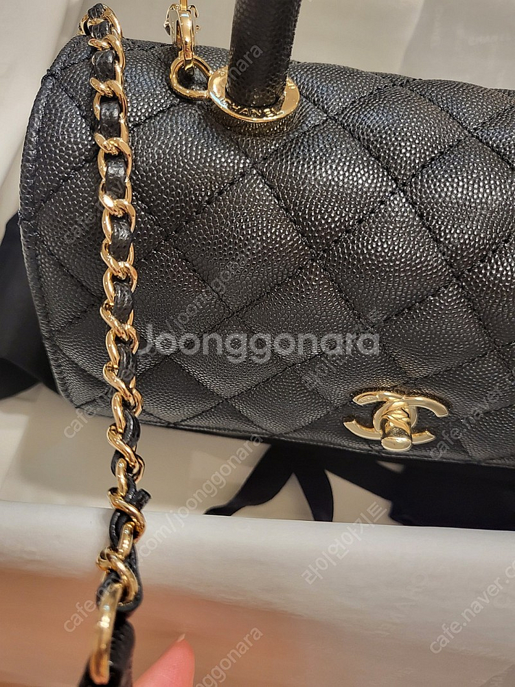 샤넬 코코핸들 스몰(구 스몰.현 미듐) 블랙(블랙기본핸들) 내장칩--9