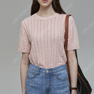 [새상품/M] 던스트 케이블 니트 DUNST SUMMER COTTON STRIPED CABLE KNIT PEACH_udsw2b225p1