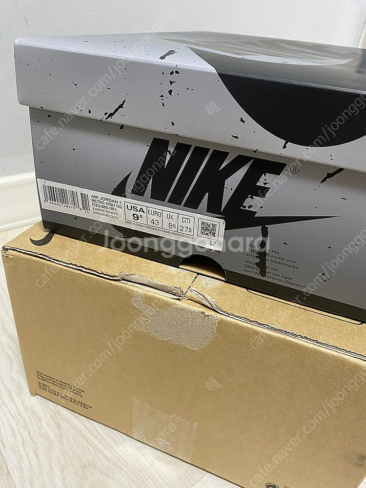 [275]나이키 조던1 하이 레트로 OG 블랙엔스모크그레이 새상품--1