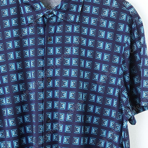 (XL) 빈티지 반팔셔츠 남방 면 올드스쿨 패턴