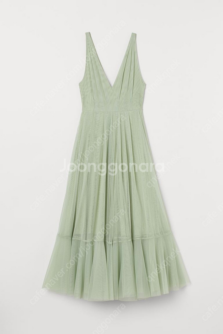 H&M V-neck Tulle Dress 롱드레스--1