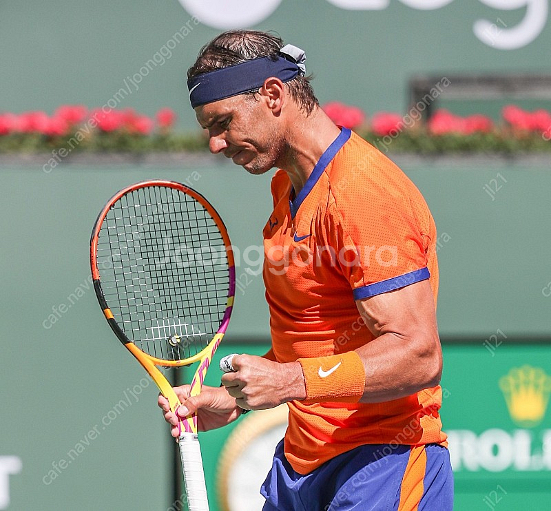 라파엘 나달 오렌지 티셔츠 m (22 인디언웰스 대회 착용)--1