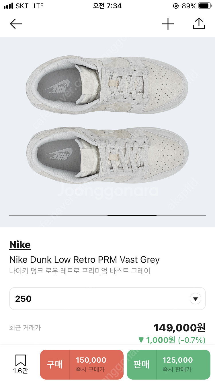 나이키 덩크 로우 바스트 그레이 250--1