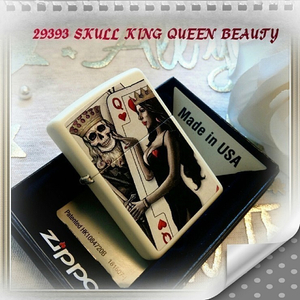 정품 미개봉 새 지포라이터 29393 SKULL KING QUEEN BEAUTY