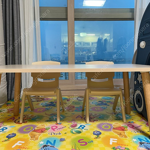 아기 리바트 꼼므 책상 1200 베이지 의자 2 세트