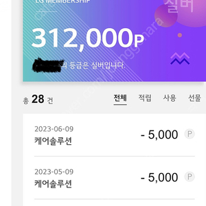 LG전자 포인트 팝니다 31만원>25만원에팝니다