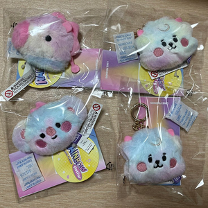 라인프렌즈 BT21 BABY 레인보우 플랫퍼 얼굴 백참 인형 RJ MANG KOYA