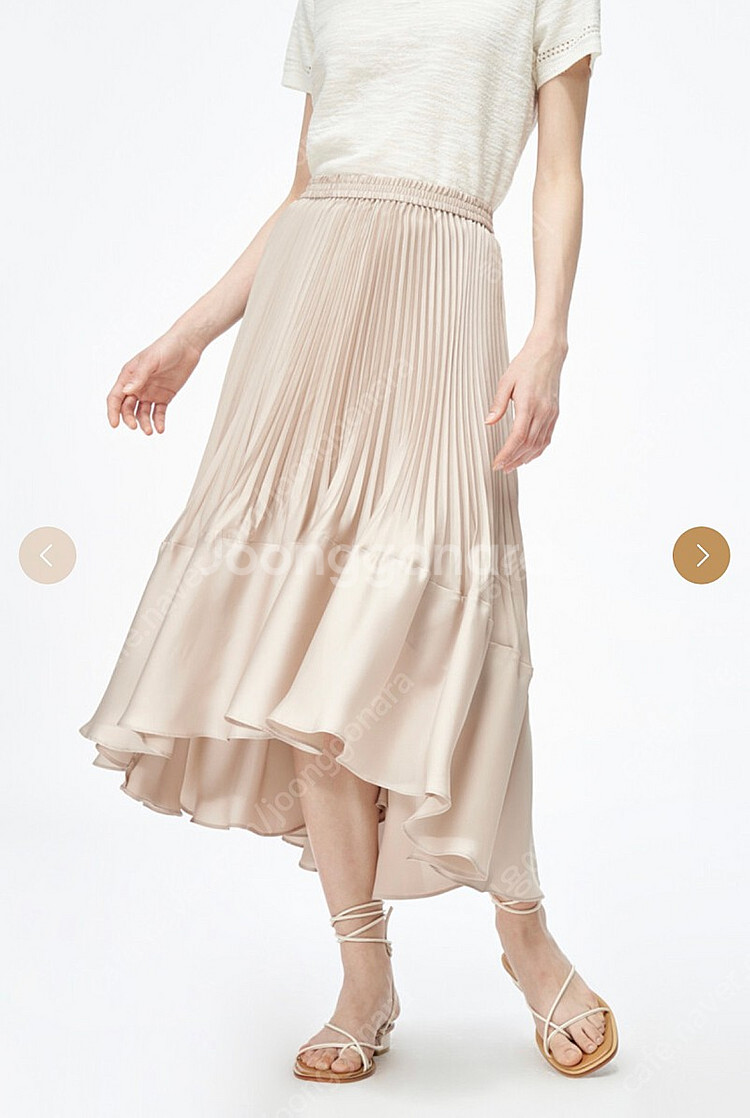 클럽모나코 플리츠드 플로운스 스커트 블랙 S 사이즈--1