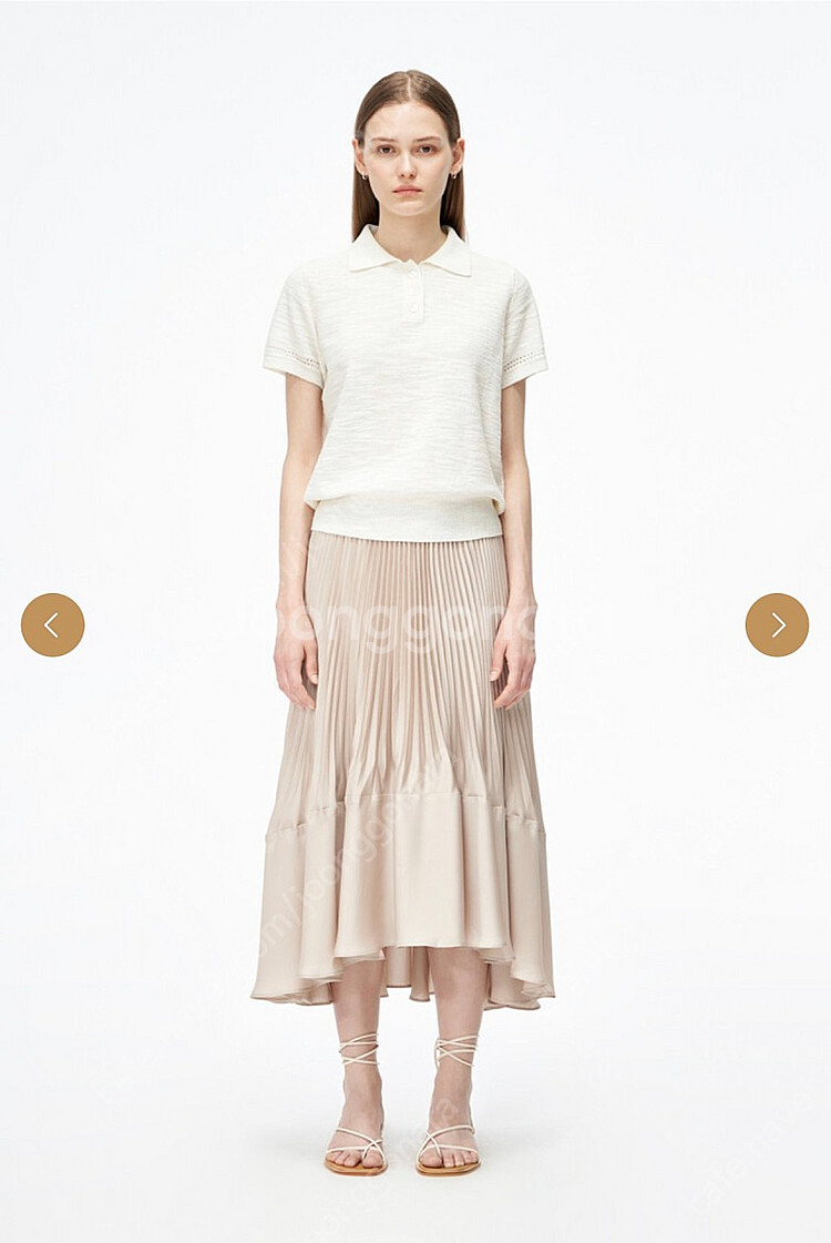 클럽모나코 플리츠드 플로운스 스커트 블랙 S 사이즈--2