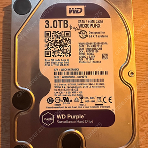 고장난 3.5 hdd 3T - WD Purple