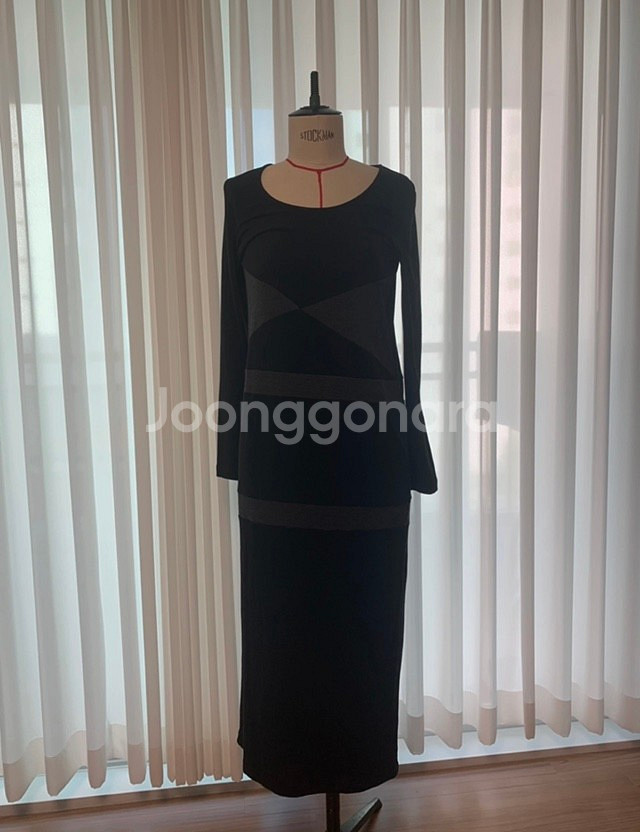 새제품 쟈니헤잇재즈 블랙/그레이 맥시 드레스 롱원피스--0