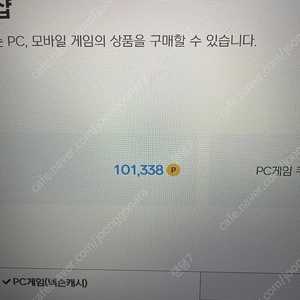 넥슨캐시 101,000원 현대카드포인트