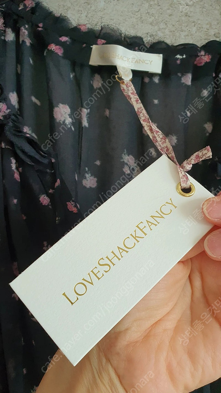 (새상품) 정품 Loveshackfancy (러브쉐이크 팬시) 블랙 시스루 쉬폰 원피스 M 사이즈 이미지