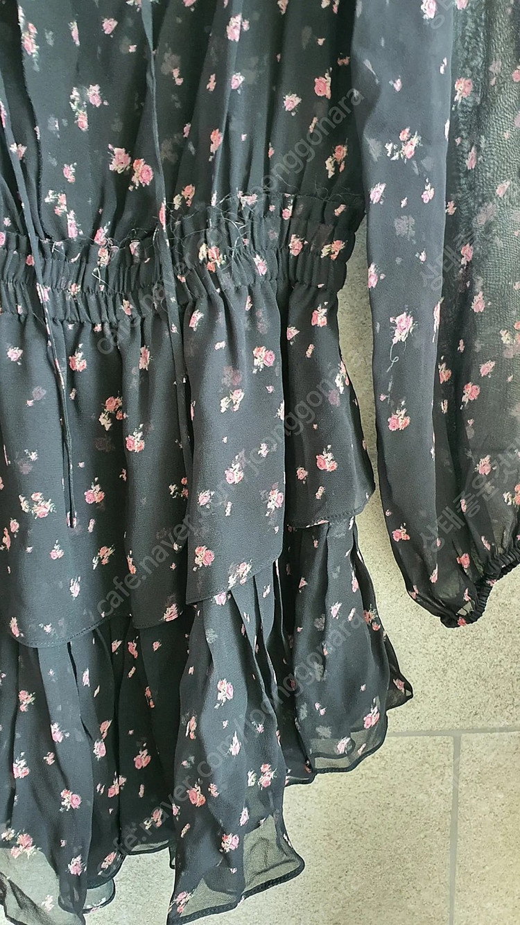 (새상품) 정품 Loveshackfancy (러브쉐이크 팬시) 블랙 시스루 쉬폰 원피스 M 사이즈 이미지