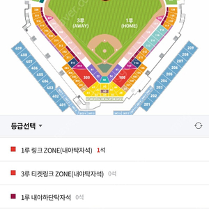 8/1 한화이글스 vs 두산베어스 1루 링크 zone(내야탁자석) 100블럭 2연석 구합니다