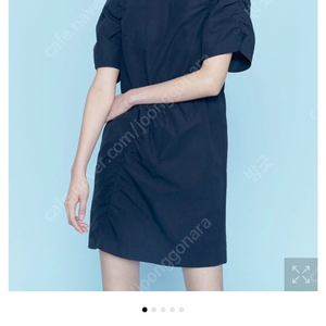구호플러스 셔링 볼륨 슬리브 미니 드레스 블랙 / 새제품