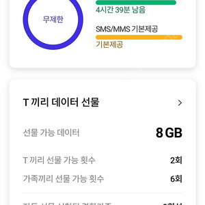 sk데이터2기가3000원판매합니다