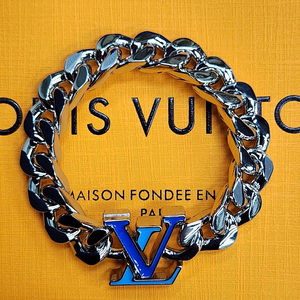 Louis Vuitton LOUIS VUITTON BRACELET CHAIN MONOGRAM SILVER LV LOGO M0919M