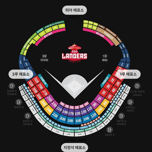 SSG랜더스 vs​ LG트윈스 8/19(토) 1루 응원지정석(통로 2연석)