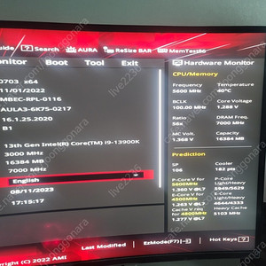 z790 apex 13900k sp 106 판매 합니다