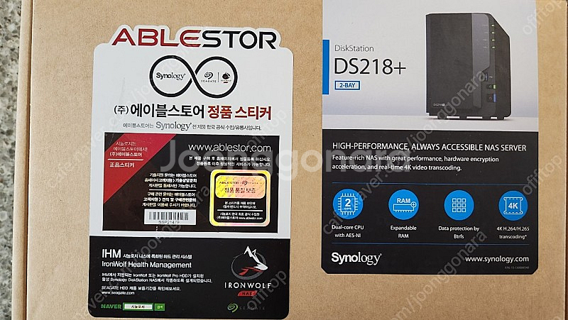 (미개봉) 시놀로지 나스 DS218+ / 3TB*2 (6TB) 하드 포함--0