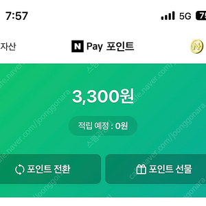 네이버페이 포인트 3300원 2500원에 팝니다