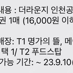 더라운지 인천공항 다이닝 이용권 16,000 ➜ 10,000