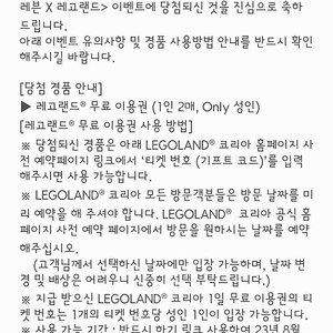 레고랜드 성인 총 4매 티켓