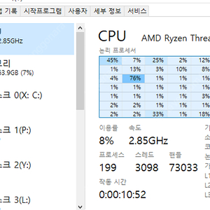 쓰레드리퍼 2990WX+기가바이트 X399 Auros Pro+쿨러마스터 ML240 수냉쿨러+64GB Ram (90만원)