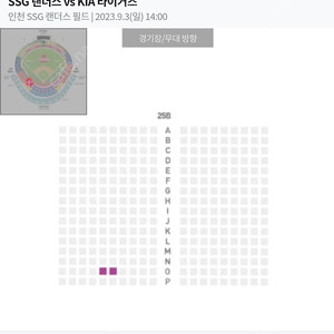 9월3일(일) 문학 SSG:기아 3루 의자지정석2장 양도