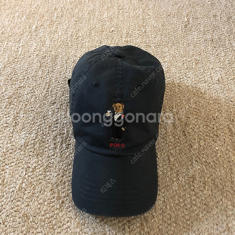 폴로 곰돌이자수 모자 블랙--0