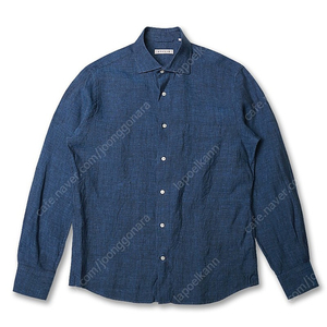 에토네 ﻿[Etonne] Navy S/S Linen Shirt