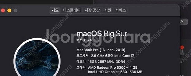 인텔 맥북프로 16인치 2019 기본형 i7 16GB ...--8