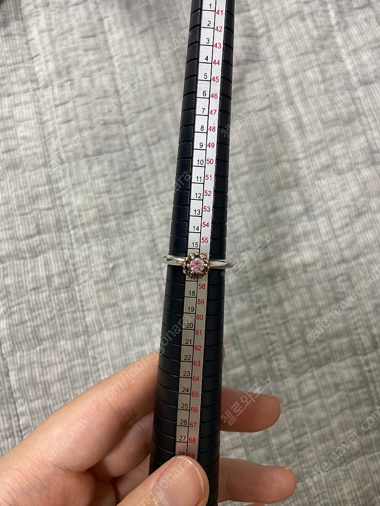 판도라 단종 토파즈 핑크웨딩 리마인더 콤비 반지--3