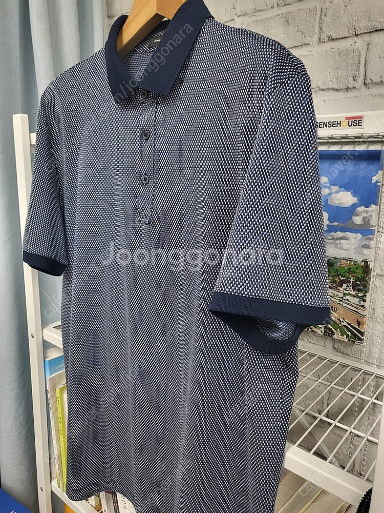 에르메네질도 제냐 투톤 남성 명품 카라 반팔티셔츠--4