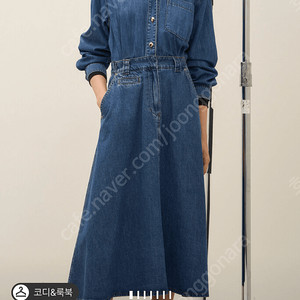한섬 system 신상 오픈 칼라 데님 드레스