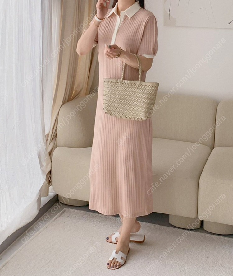 애프터글로우 골지카라원피스 444-1 주름와이드팬츠 다잉핑크 m사이즈 이미지