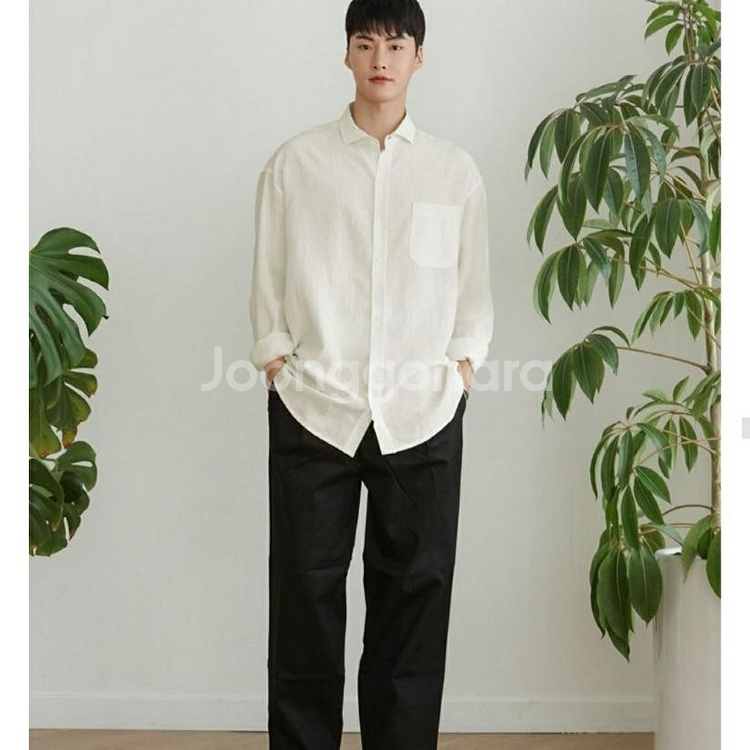 남성 린넨 셔츠 (아이보리/블랙)--0