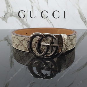 구찌 GUCCI GG 캔버스 벨트 블랙버클 / 베이지가죽