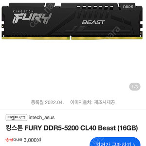 킹스톤 퓨리 ddr5-5200 cl40 beast 32gb