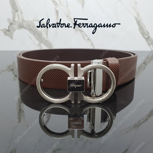 페라가모 FERRAGAMO 벨트 실버버클 / 브라운가죽